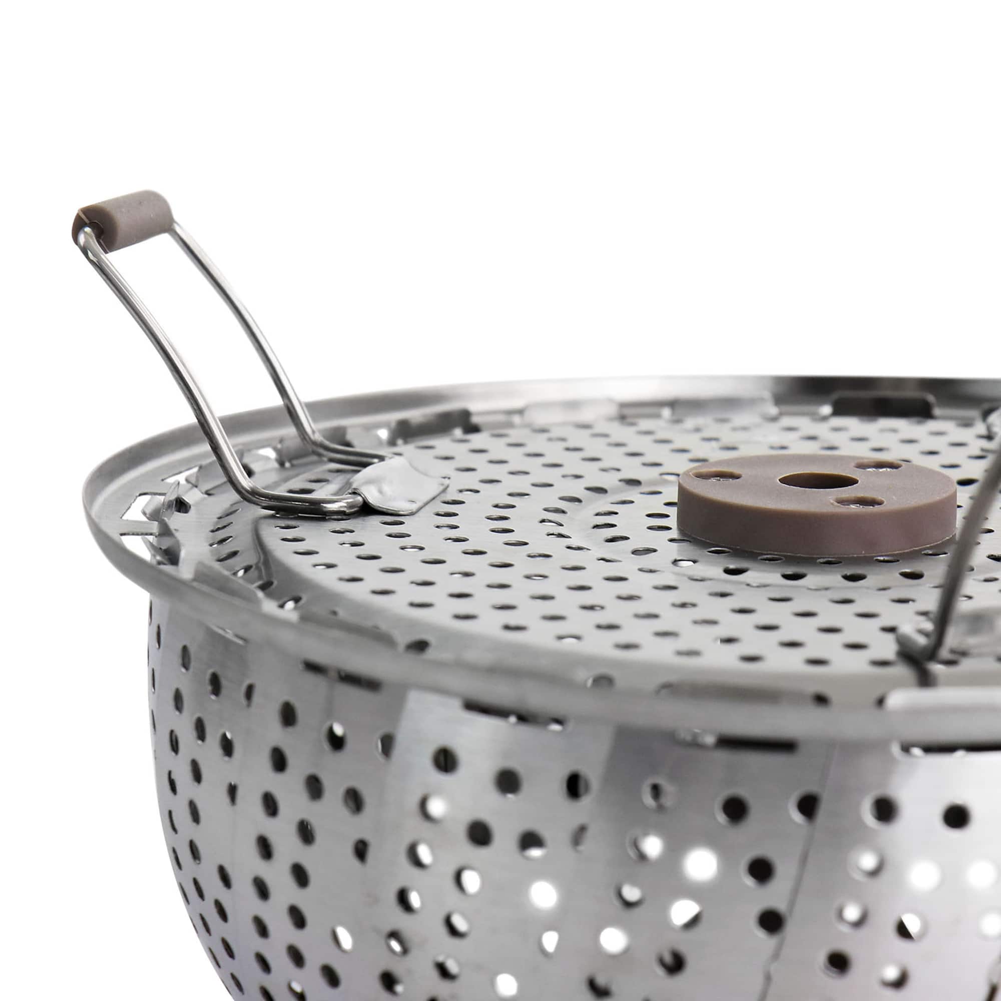 Martha Stewart Stainless Steel Folding Steamer Insert with Taupe Handle